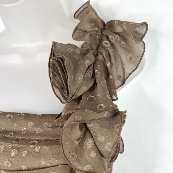 Chelsea & Violet Brown Ruffle Shoulder Party Dress S - Picture 13 of 15